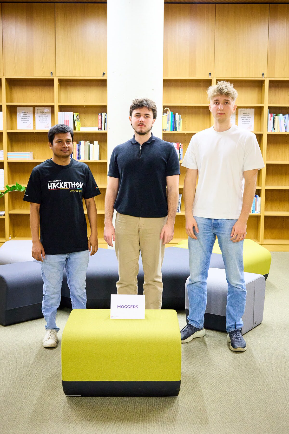Team MOGGERS portrait at the Newsmatics Hackathon